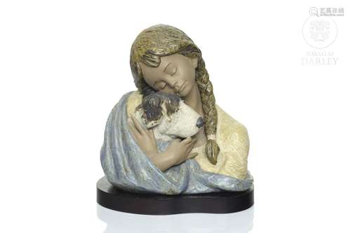 Lladró figure bust "Busto perrito al regazo"