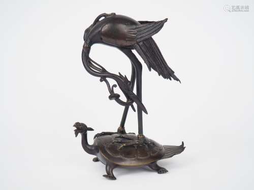 Chine, XXe siècle,
Sujet en bronze représentant une gru