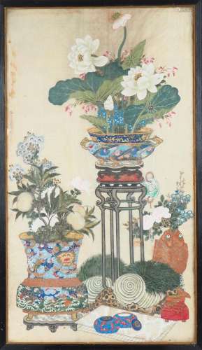 Chine, XVIIIe siècle, 
Importante peinture à l’encre et