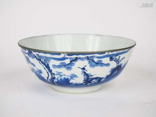 Vietnam, XIXe siècle, 
Coupe en porcelaine bleu blanc à