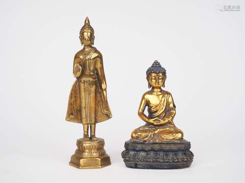 Tibet et Siam, XXe siècle, 
Deux bouddha dont l'un du S