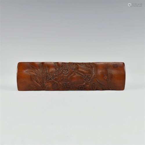 CHINESE BANBOO CARVING FLOWERS WRIST REST