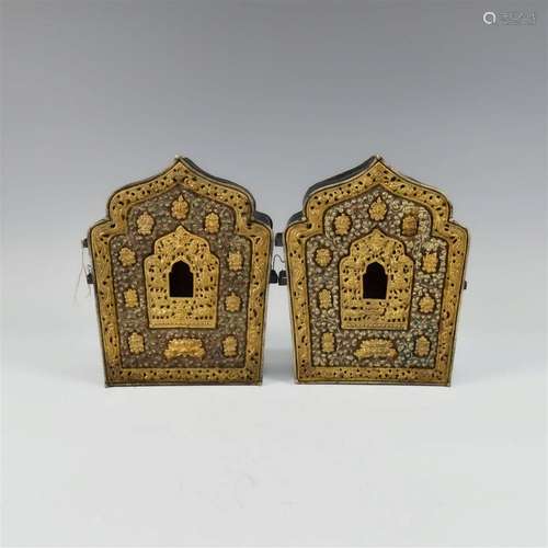 CHINESE PAIR OF BRONZE BUDDHA HOUSE