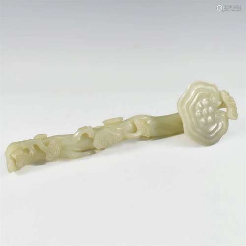 CHINESE WHITE JADE RUYI SCEPTER