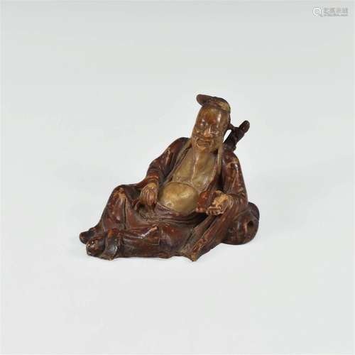 18TH C. CHINESE SOUP STONE OLD MAN FIGURINE