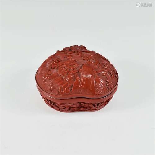 CHINESE LACQURED PEACH SHAPE BOX