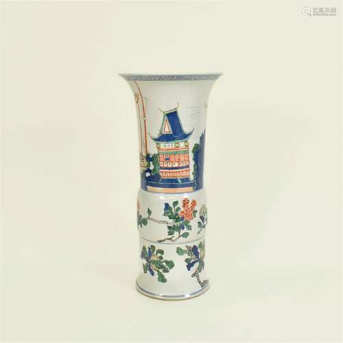 CHINESE WUCAI PORCELAIN GU VASE