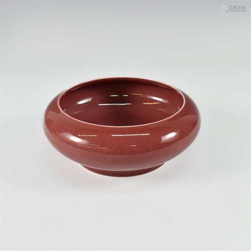 CHINESE RED GLAZE DRAGON BRUSH WASH