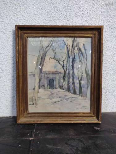René KUDER (1882-1962)
"Portail"
Aquarelle.
61 x 5...