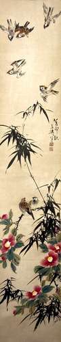 Hanging Scroll of Wang Xuetao's Autumn Sparrow