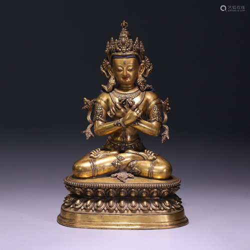 A gilt-bronze seated statue of Vajra Bodhisattva