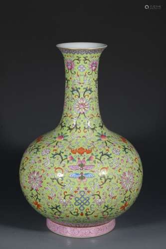 Enamel Passiflora Fu Lu Shou Appreciation Vase