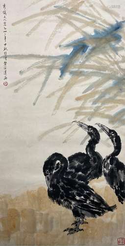 Xu Beihong Three Ducks Vertical Scroll