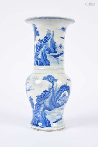 Chine, XVIIIe siècle. Grand vase yenyen en porcelaine bleu-b...