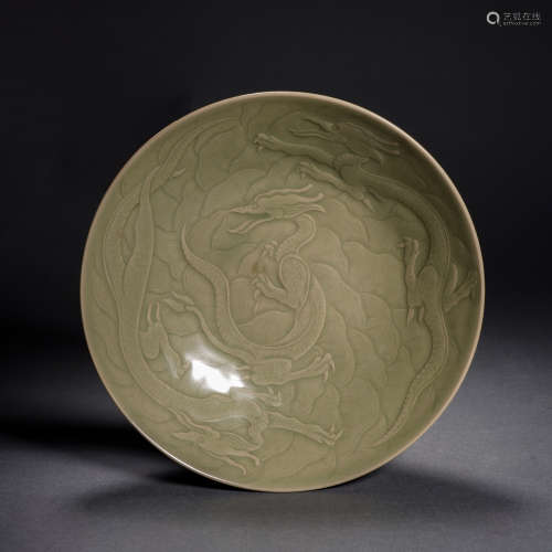 Before Ming Dynasty, Yue Kiln Dragon Pattern Bowl