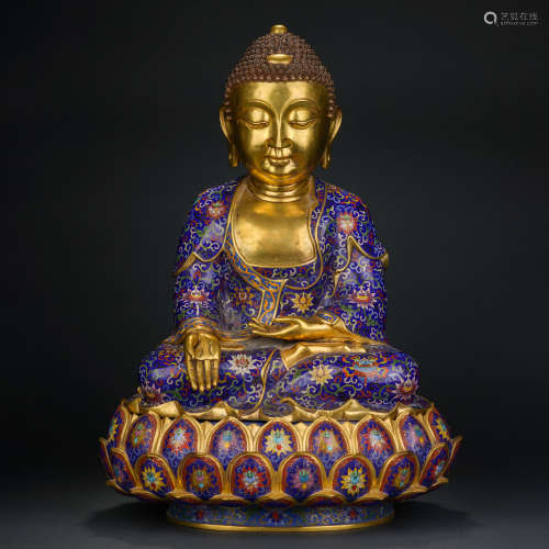 Qing Dynasty Cloisonne Sakyamuni Buddha Seated Statue