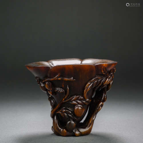 Qing Horn longevity peach pattern cup