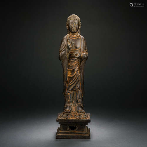 A Gilt Bronze Statue of Shakyamuni Buddha, Before Ming Dynas...