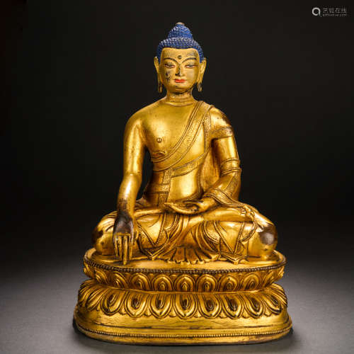 A Gilt Bronze Figure of Shakyamuni Buddha, Ming Dynasty