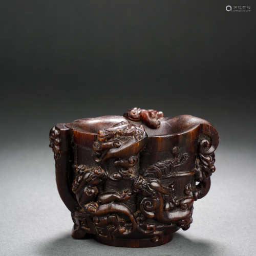 Qing horned animal pattern cup