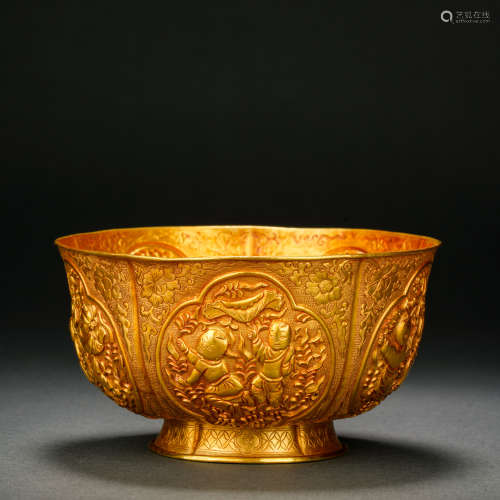 A Golden Baby Play Bowl Before Ming Dynasty