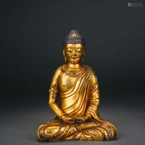 A Gilt Bronze Figure of Shakyamuni Buddha, Ming Dynasty