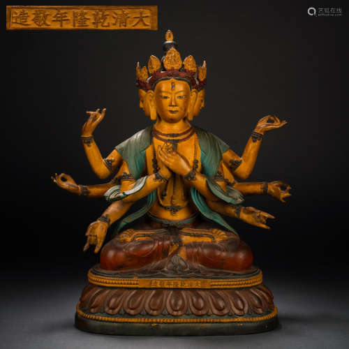 Qing Bronze Painted Buddha Statue