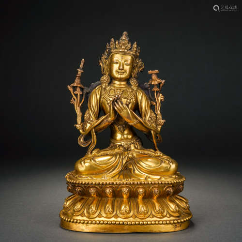 A Gilt Bronze Statue of Tara, Ming Dynasty