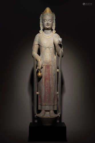 A gilt-painted Bodhisattva statue, Northern Qi Dynasty