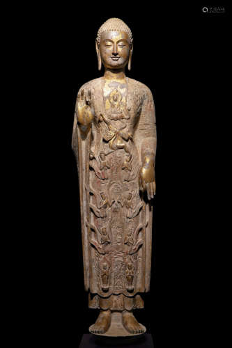 A Gold-pasted and Painted Buddha Statue, Northern Qi Dynasty