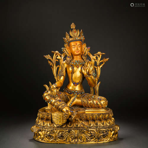 Qing Dynasty Gilt Bronze Statue of Tara