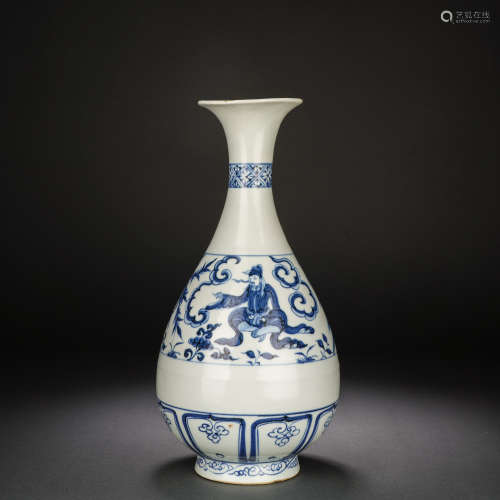 Before the Ming Dynasty, a blue and white figure Yu Huchun