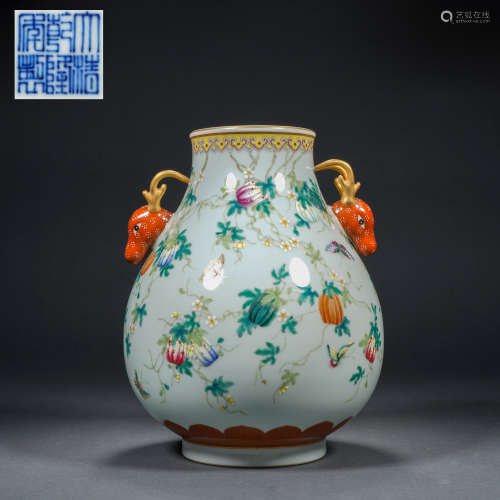 Qing Dynasty Enamel Color Melon Fruit Butterfly Design Deer ...