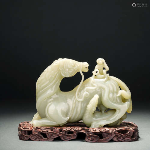Qing Dynasty Hetian Jade Immediately Fenghou Ornament