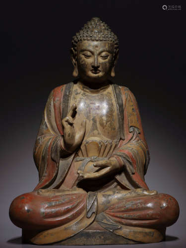 Ming bluestone painted Buddha statue
