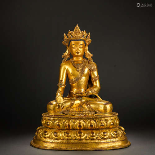 Qing gilt bronze statue of Buddha