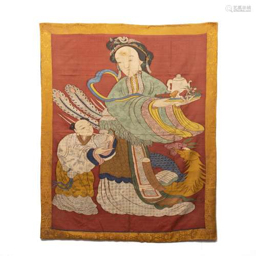 A CHINESE EMBROIDERY OF FIGURES