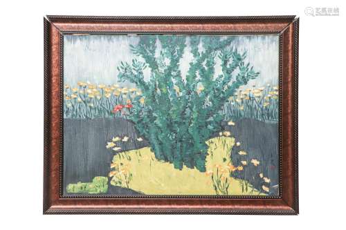 A FRAMED CHINESE PAINTING OF FLOWERS
