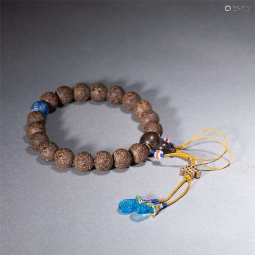 A CHINESE IMPERIAL WOODEN PRAYER BEADS