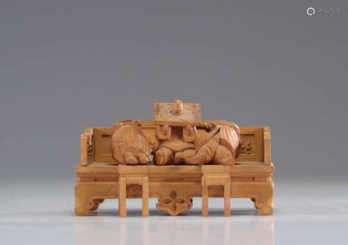 Sculpture en bois finement réalisée - propagande anti opium ...
