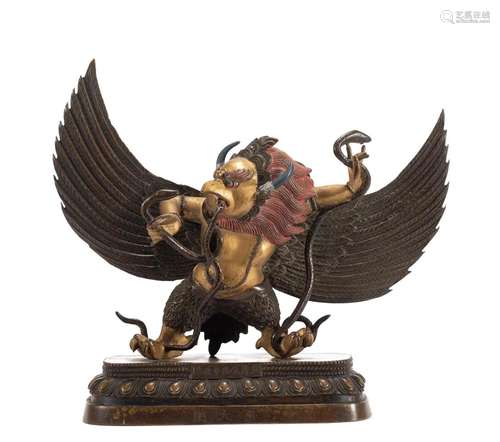 A SINO-TIBETAN BRONZE GARUDA