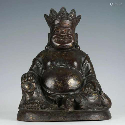 A CHINESE BRONZE SEATED BUDAI