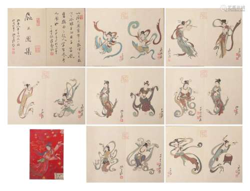 A CHINESE PAINTING OF APSARAS SIGNED ZHANG DAQIAN