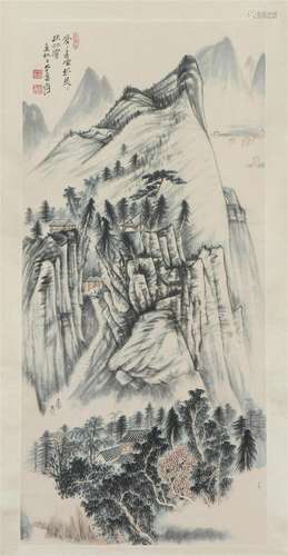 A CHINESE PAINTING OF LANDSCAPE SIGNED ZHANG DAQIAN