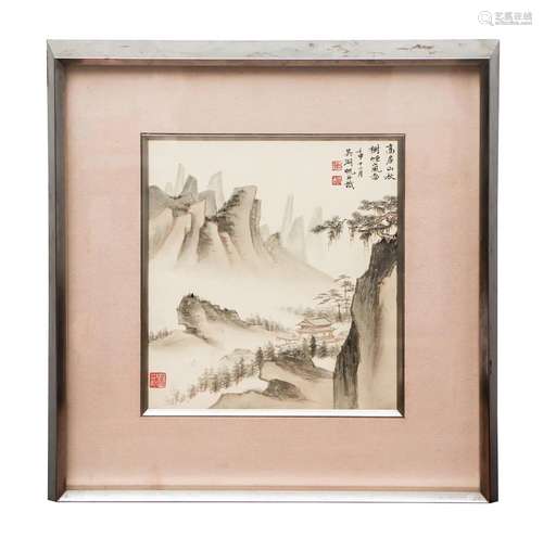 A CHINESE PAINTING OF LANDSCAPE SIGNED WU HUFAN