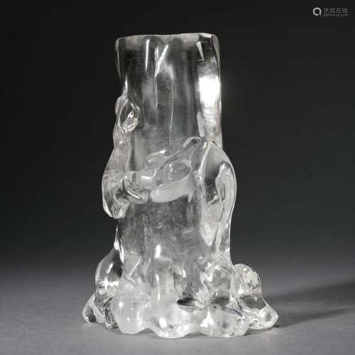 A CHINESE CARVED ROCK CRYSTAL VASE