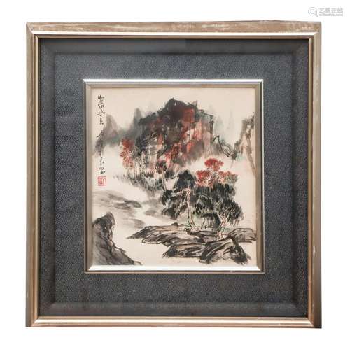 A CHINESE PAINTING OF LANDSCAPE SIGNED SHILU