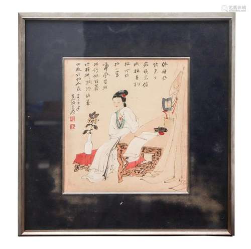 A CHINESE PAINTING OF LONG ELIZA SIGNED ZHANG DAQIAN