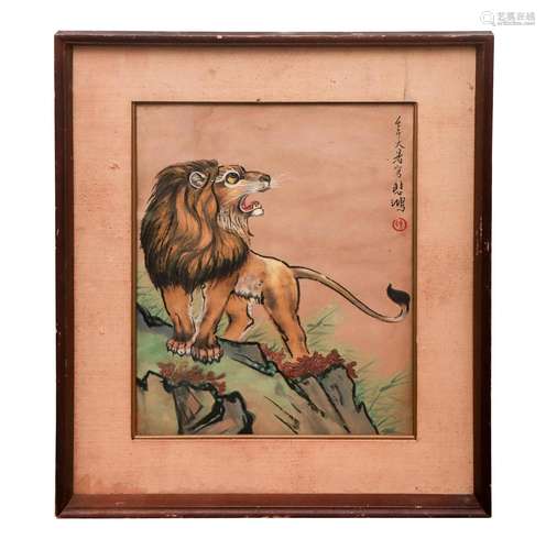 A CHINESE PAINTING OF LION SIGNED XU BEIHONG