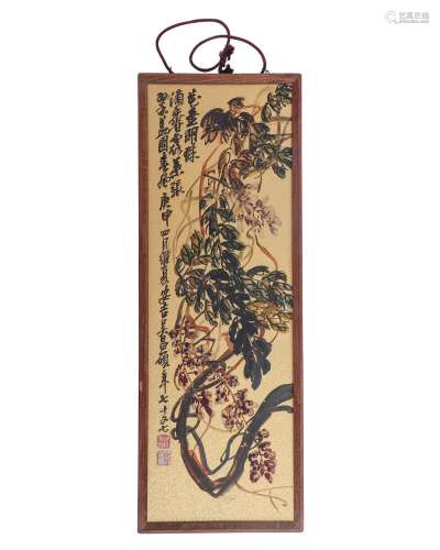 A CHINESE PAINTING OF WISTARIA SIGNED WU CHANGSHUO